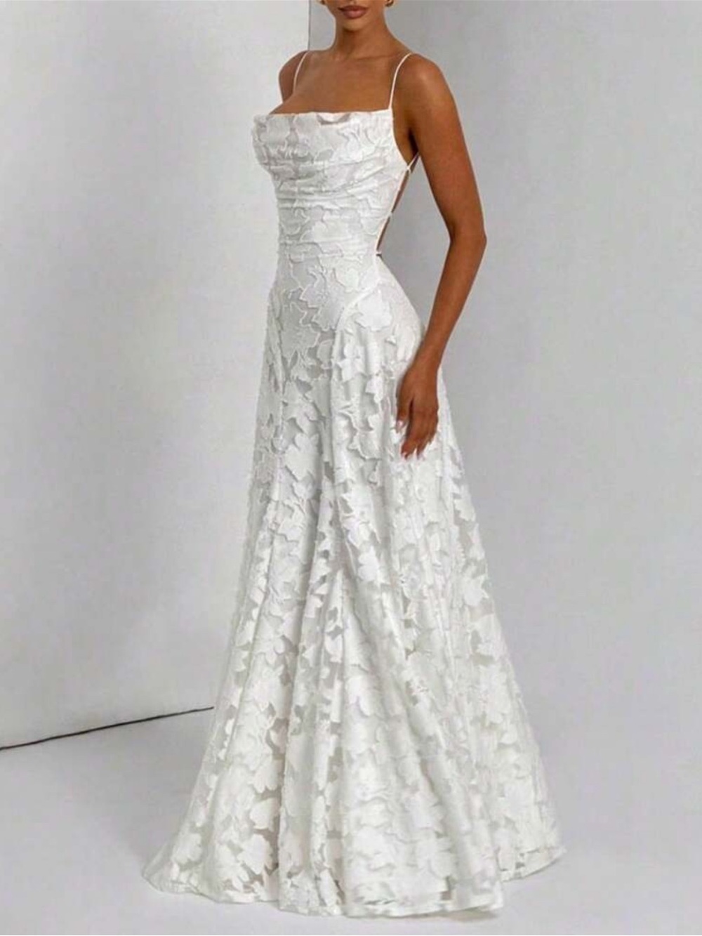 Elegant White Lace A-Line wedding Dress